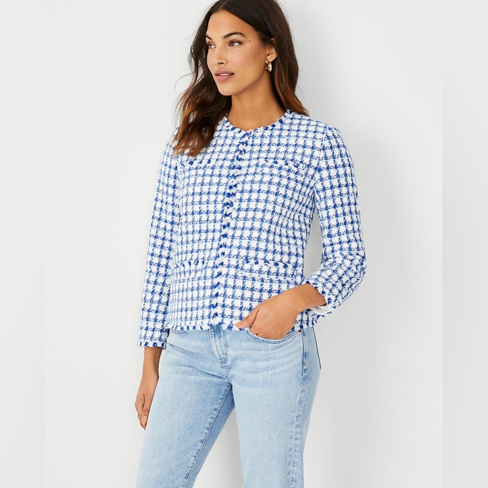Ann Taylor Petite Fringe Tweed Jacket